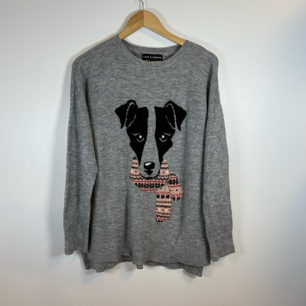 Addition Elle Women’s Love & Legend Gray Crewneck Sweater, Size 1X, Knit Top